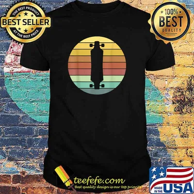 Retro Longboard Skateboard Silhouette Outdoor Sports T-Shirt