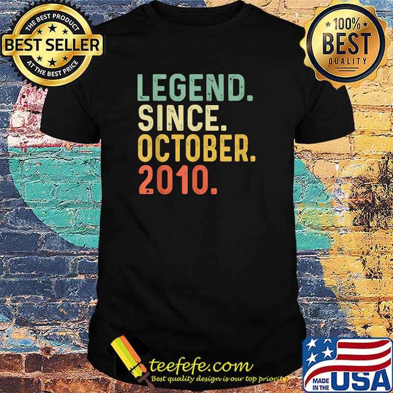 Retro Vintage Legend Since October 2010 11th Birthday 11 Yo T-Shirt