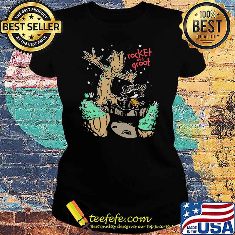 Rocket And Groot Walk Shirt Ladies tee Rocket And Groot Walk Shirt Ladies tee