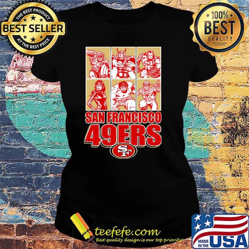 San Francisco 49ers Disney Marvel Avengers Line-Up s Ladies tee San Francisco 49ers Disney Marvel Avengers Line-Up s Ladies tee