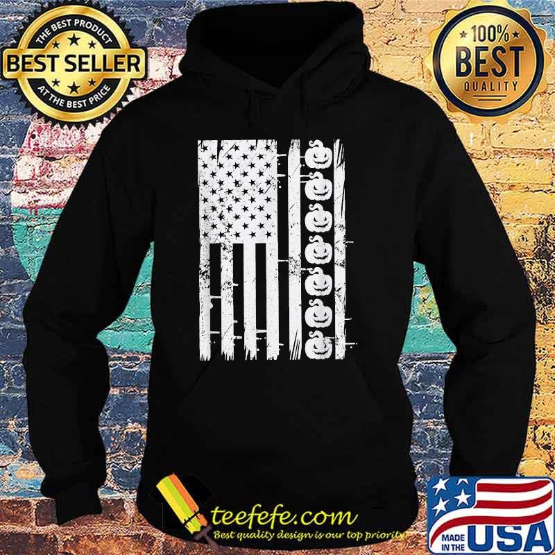 Scary Spooky Pumpkin American Flag Halloween Retro T-Shirt Hoodie Scary Spooky Pumpkin American Flag Halloween Retro T-Shirt Hoodie