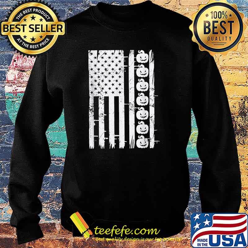 Scary Spooky Pumpkin American Flag Halloween Retro T-Shirt Sweater Scary Spooky Pumpkin American Flag Halloween Retro T-Shirt Sweater