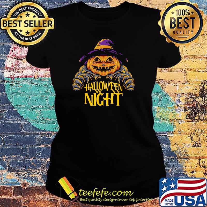 Scary Spooky Pumpkin Man Halloween Retro T-Shirt Ladies tee Scary Spooky Pumpkin Man Halloween Retro T-Shirt Ladies tee