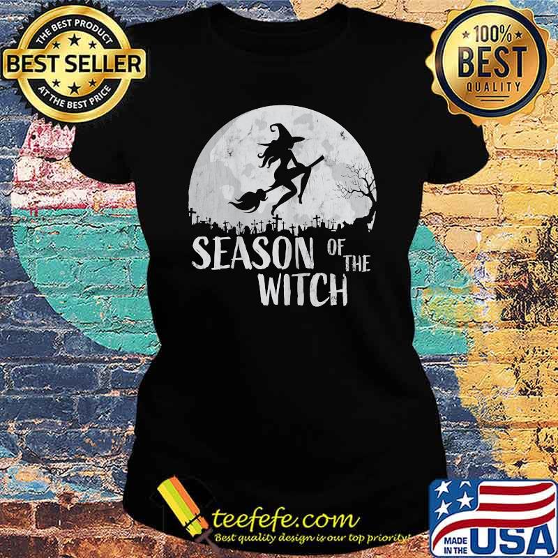 Season of the Witch Full Moon Halloween Distressed T-Shirt Ladies tee Season of the Witch Full Moon Halloween Distressed T-Shirt Ladies tee