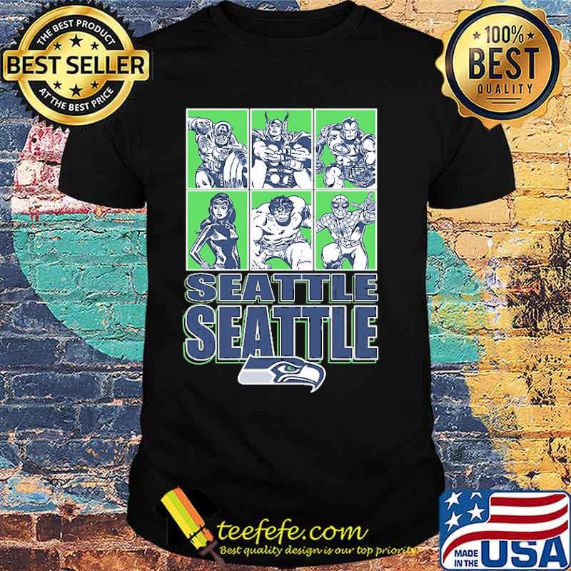 Seattle Seahawks Disney Marvel Avengers Line-Up shirt Seattle Seahawks Disney Marvel Avengers Line-Up shirt