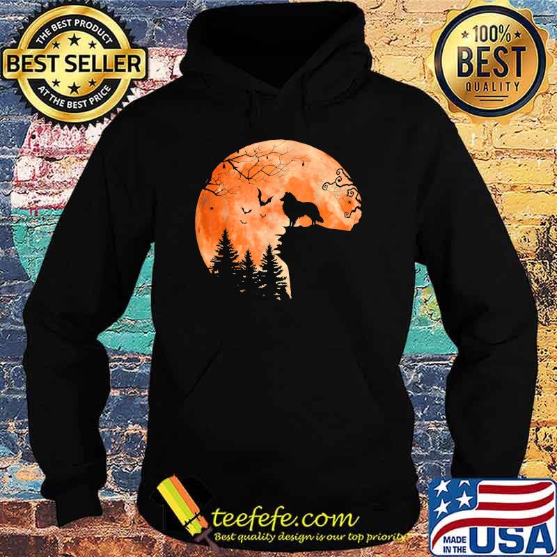 Shetland and Moon Silhouette Dog Blood Moon Halloween T-Shirt Hoodie Shetland and Moon Silhouette Dog Blood Moon Halloween T-Shirt Hoodie