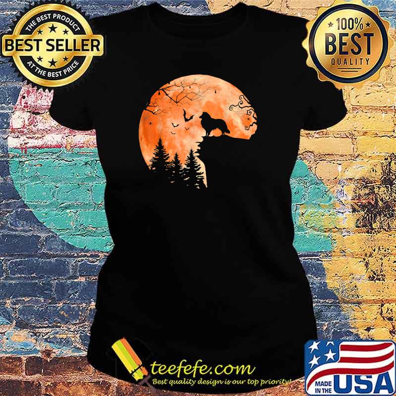 Shetland and Moon Silhouette Dog Blood Moon Halloween T-Shirt Ladies tee Shetland and Moon Silhouette Dog Blood Moon Halloween T-Shirt Ladies tee