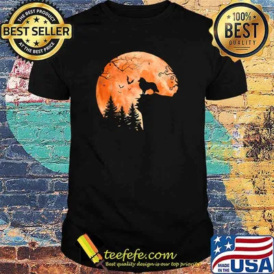 Shetland and Moon Silhouette Dog Blood Moon Halloween T-Shirt