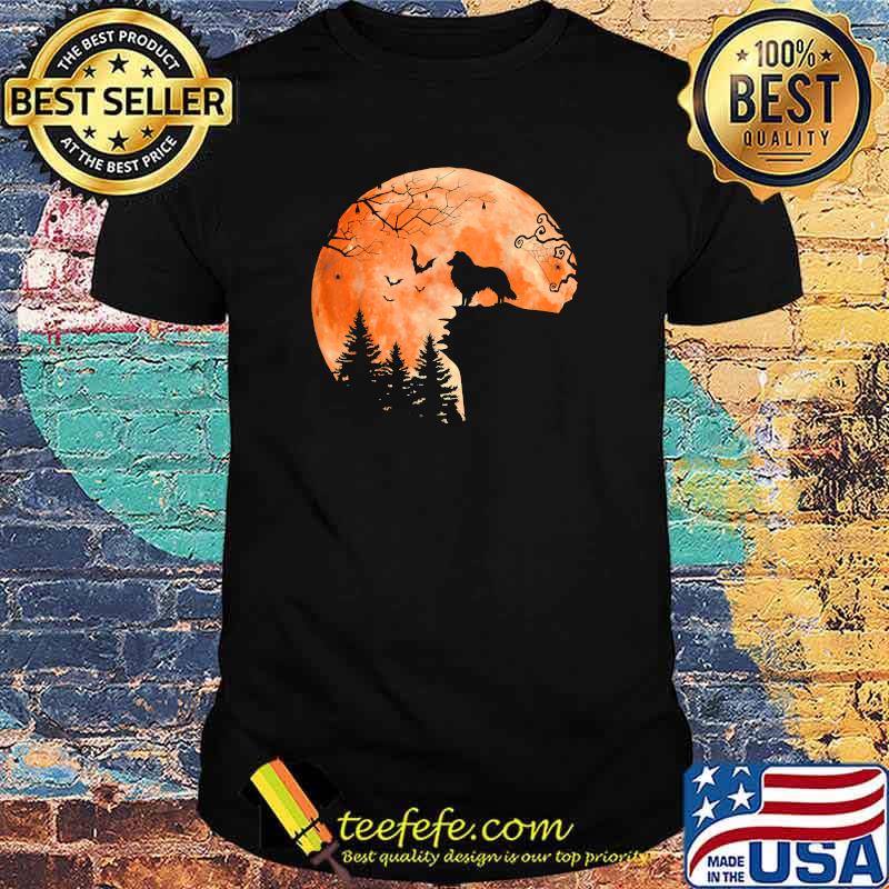 Shetland and Moon Silhouette Dog Blood Moon Halloween T-Shirt