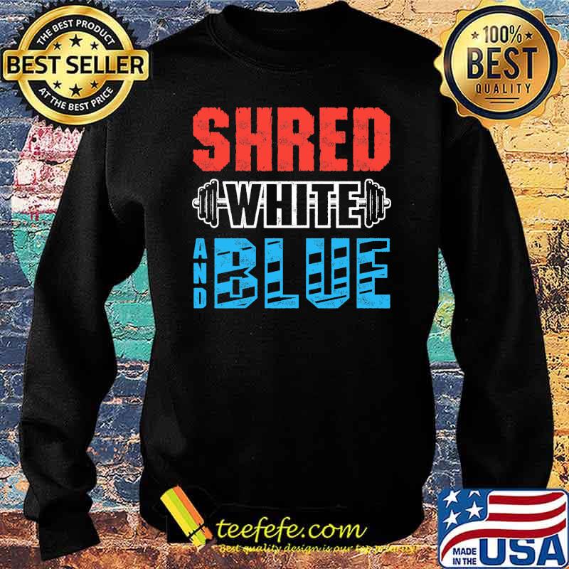 Shred white and blue weight lifting s Sweater Shred white and blue weight lifting s Sweater