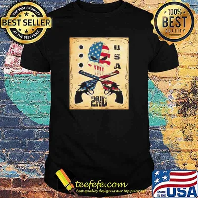 Skull and gun USA 2nd American flag shirt
