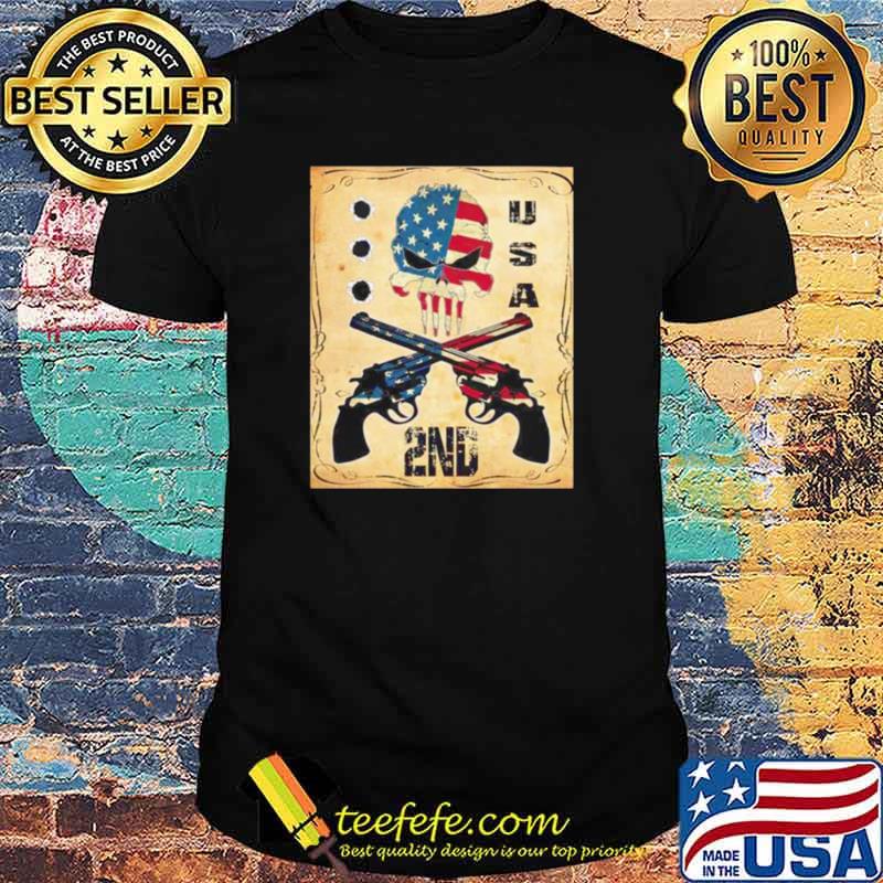 Skull and gun USA 2nd American flag shirt