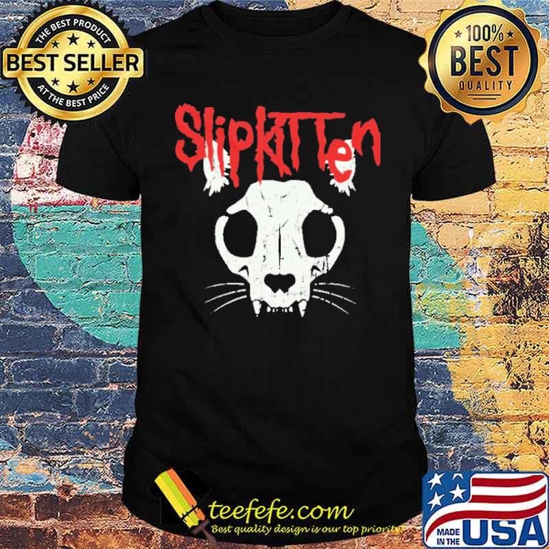 Slipkitten cat skeleton halloween shirt