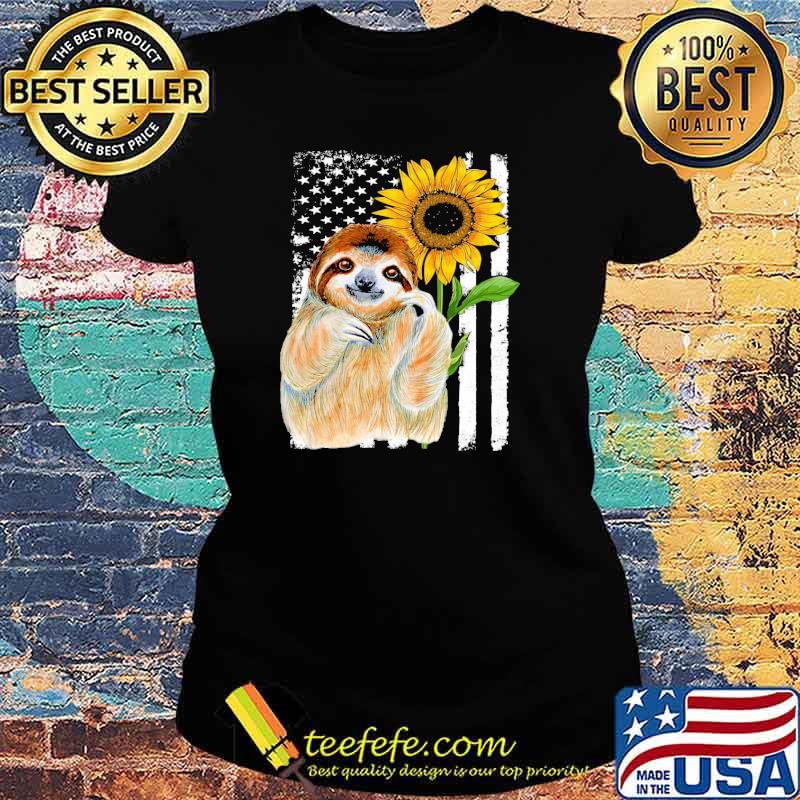 Sloth sunflower american flag s Ladies tee Sloth sunflower american flag s Ladies tee