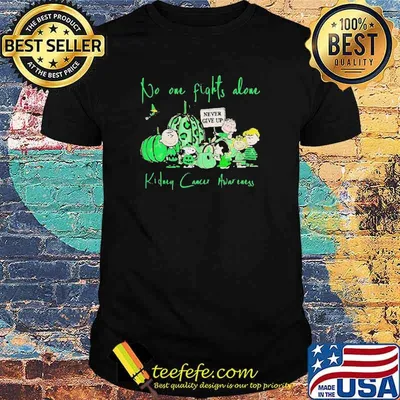 Snoopy and Peanuts no one fights alone never give up kidney Cancer Awareness Halloween Shirt