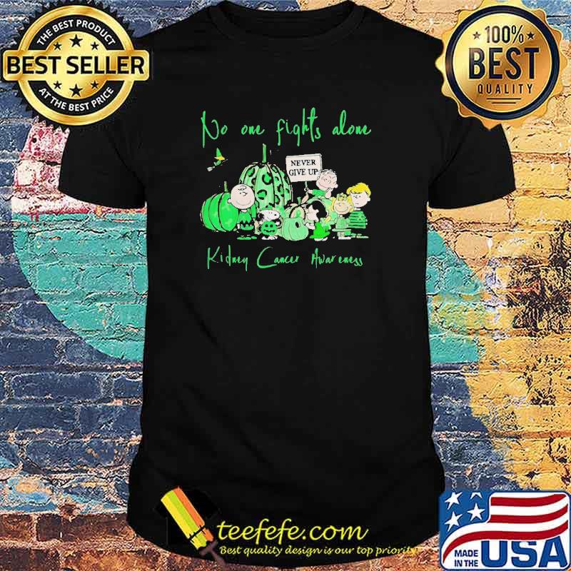 Snoopy and Peanuts no one fights alone never give up kidney Cancer Awareness Halloween Shirt