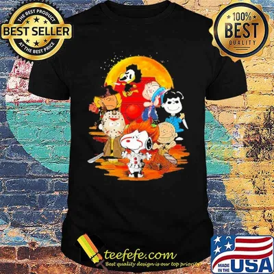 Snoopy Pennywise Clown ghost fake peanuts blood moon halloween shirt