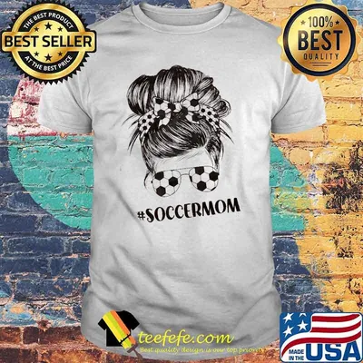 Soccer Mom messy buns hair glasses soccer shirt