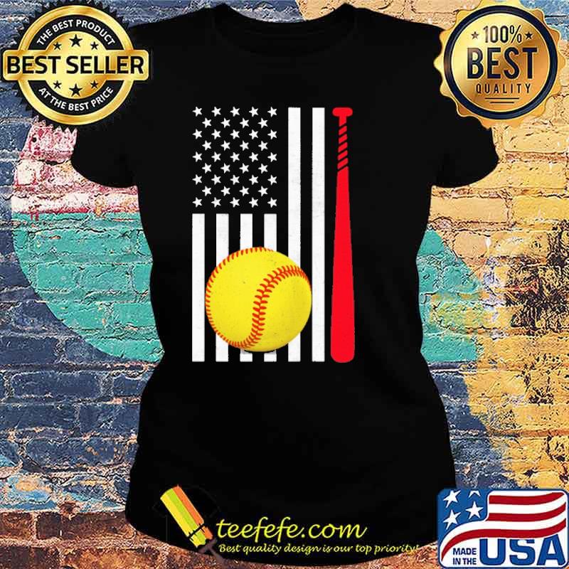 Softball Bat Ball Flag Shirt Ladies tee Softball Bat Ball Flag Shirt Ladies tee