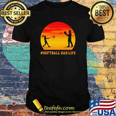 Softball Dad Life Fathers Day Sunset Shirt