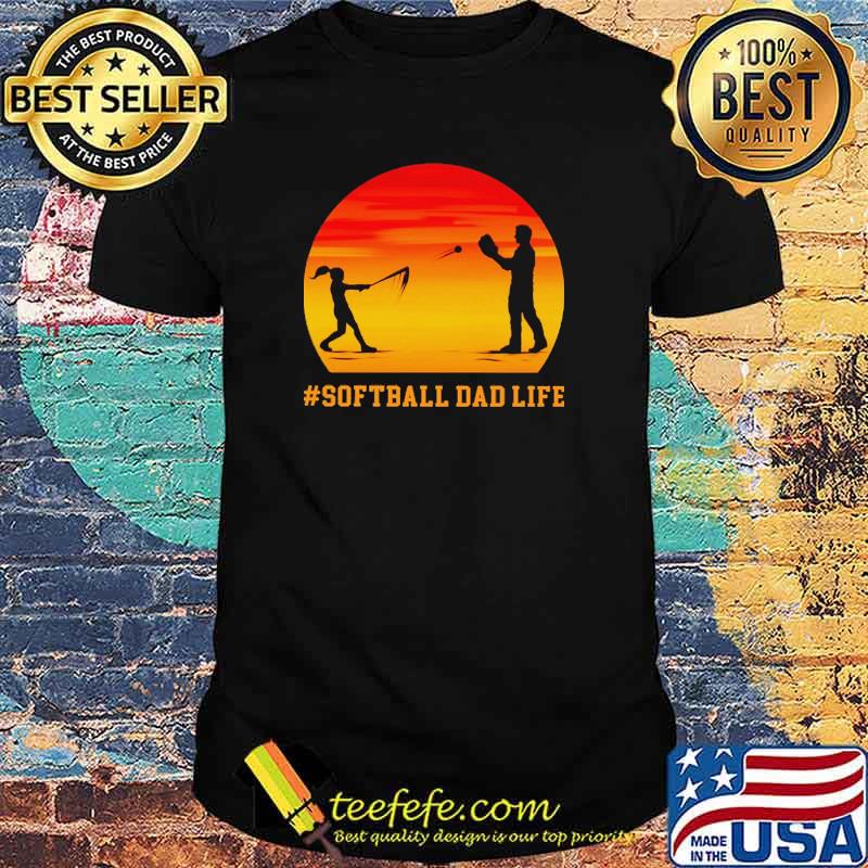 Softball Dad Life Fathers Day Sunset Shirt