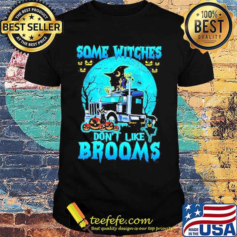 Some witches don’t like brooms Cat Halloween Trucker and Moon shirt