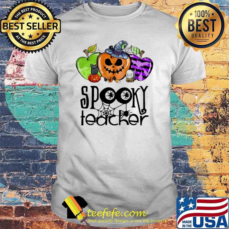 Spooky Teacher Halloween Apple Shirt