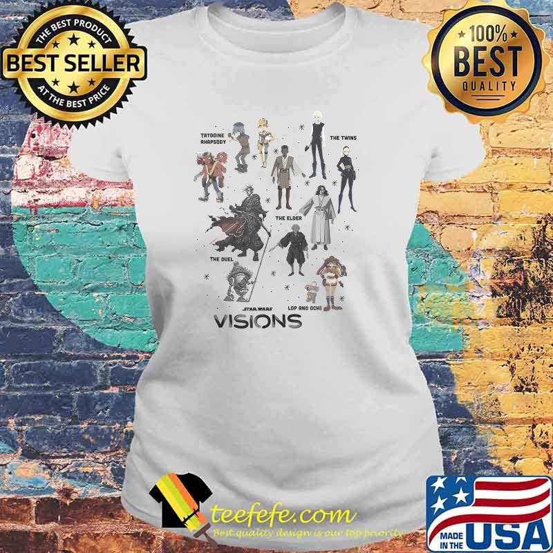 Star Wars Visions Textbook Character Poster T-Shirt Laides tee Star Wars Visions Textbook Character Poster T-Shirt Laides tee