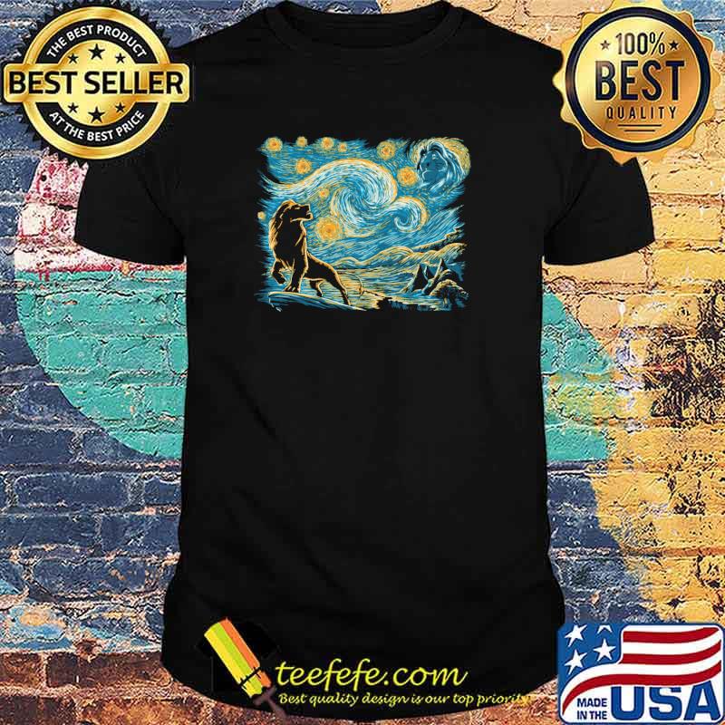 Starry king lion night sky shirt