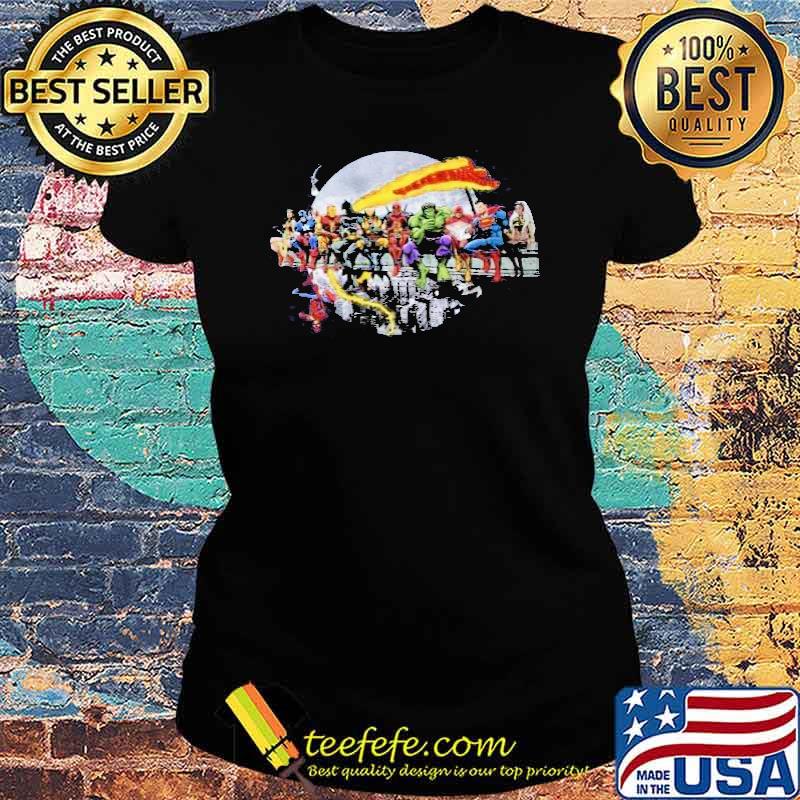 Superheroes Lunch Atop Avenger Captain American Iron man Hulk Supermen Flash Shirt Ladies tee Superheroes Lunch Atop Avenger Captain American Iron man Hulk Supermen Flash Shirt Ladies tee