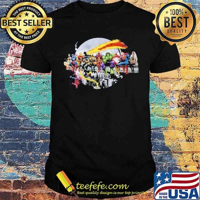 Superheroes Lunch Atop Avenger Captain American Iron man Hulk Supermen Flash Shirt