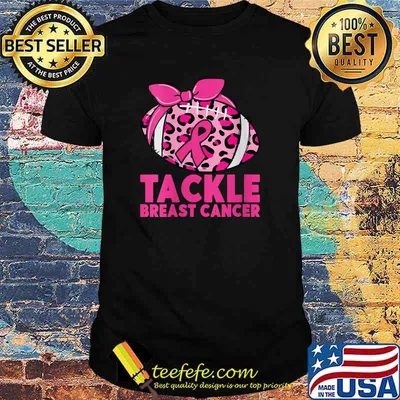 Tackle Breast Cancer Awareness Pink Ribbon Leopard Football T-Shirt