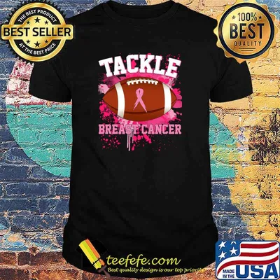 Tackle Football Pink Ribbon Breast Cancer Awareness Boys Kid Long Sleeve T-Shirt