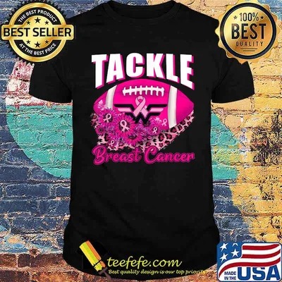 Tackle Football Pink Ribbon Breast Cancer Awareness Boys Kid T-Shirt