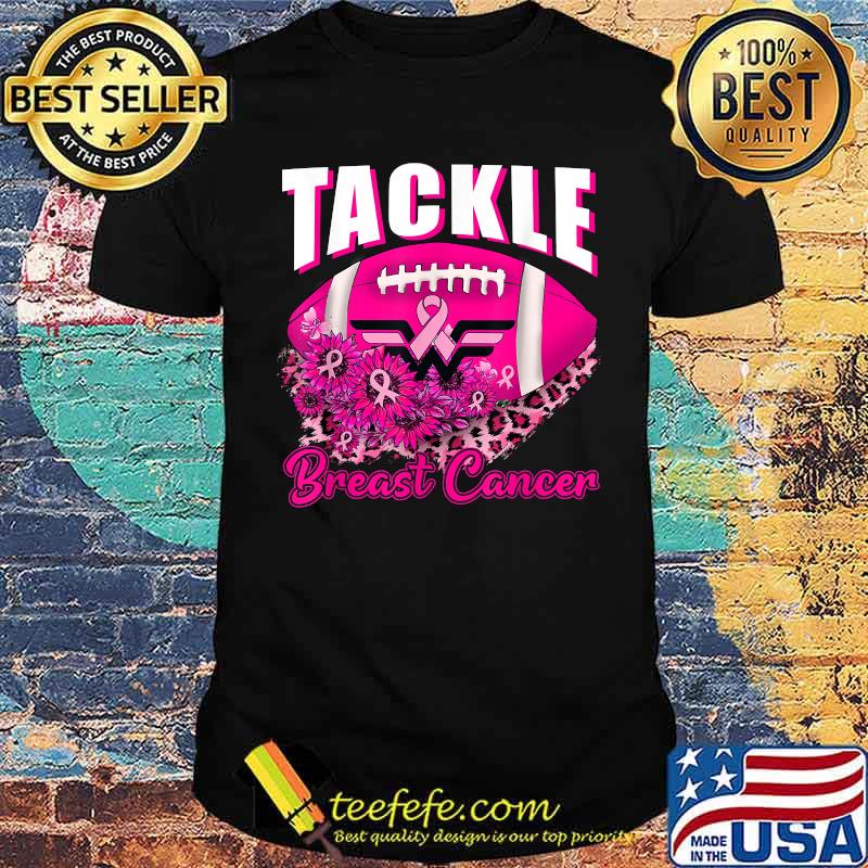 Tackle Football Pink Ribbon Breast Cancer Awareness Boys Kid T-Shirt
