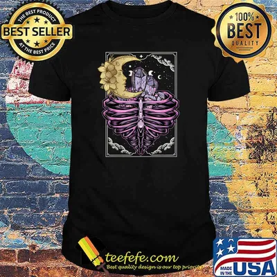 Tarot Card Pastel Goth Aesthetic Skeletons Bones Crystal T-Shirt