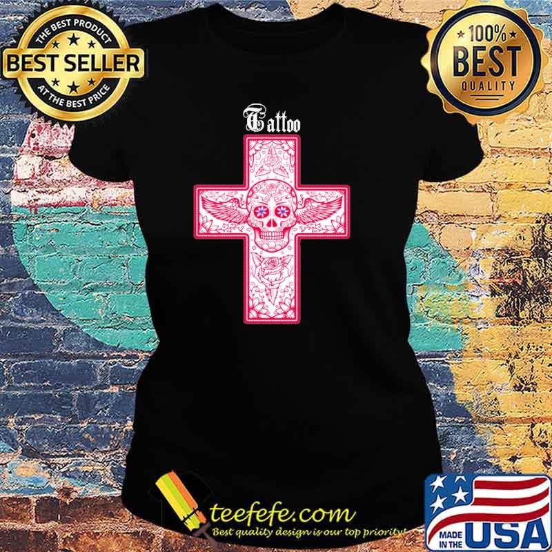 Tattoo skull hippie cross Halloween s Ladies tee Tattoo skull hippie cross Halloween s Ladies tee