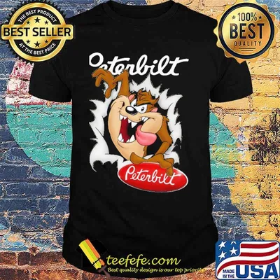Taz mania with peterbilt logo shirt