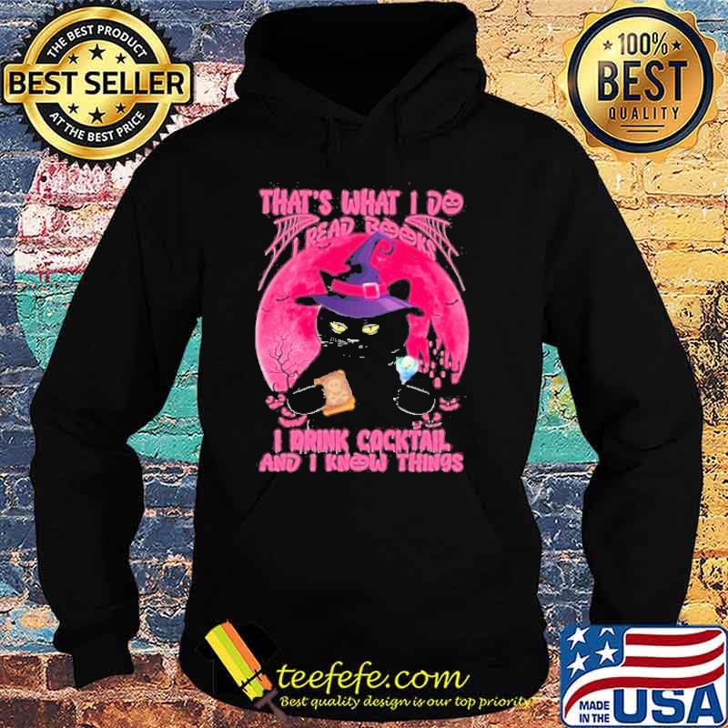 That’s What I Do I Read Books I Drink Cocktail And I Know Things Black Cat Pink Moon Happy Halloween s Hoodie That’s What I Do I Read Books I Drink Cocktail And I Know Things Black Cat Pink Moon Happy Halloween s Hoodie