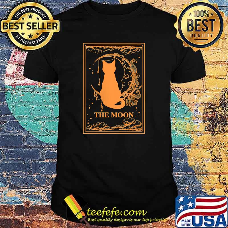 The Moon Tarot Card Cat Reading Witch Aesthetic Halloween T-Shirt