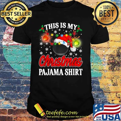 This is My Christmas Ice Hockey Pajama Lights Santa Xmas T-Shirt