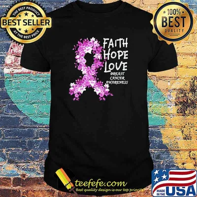 Top faith Hope Love Breast Cancer Awareness Pink Flowers Ribbon T-Shirt