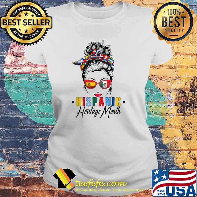 Top hispanic heritage month Women Messy bun All Countries Flags T-Shirt Laides tee Top hispanic heritage month Women Messy bun All Countries Flags T-Shirt Laides tee
