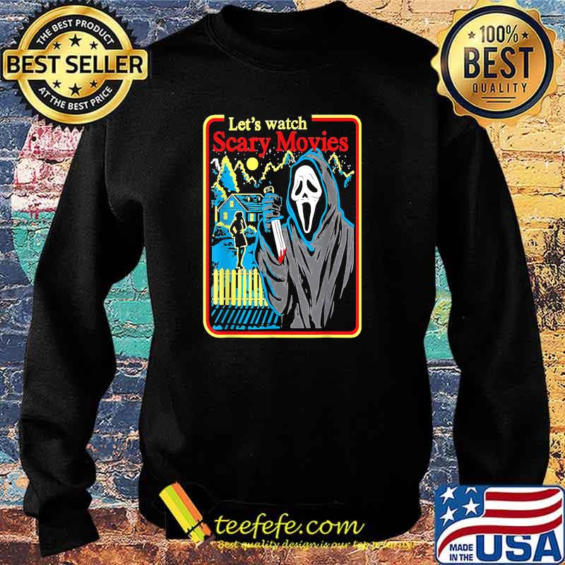 Top let's Watch Scary Movies Horror Ghost Halloween T-Shirt Sweater Top let's Watch Scary Movies Horror Ghost Halloween T-Shirt Sweater