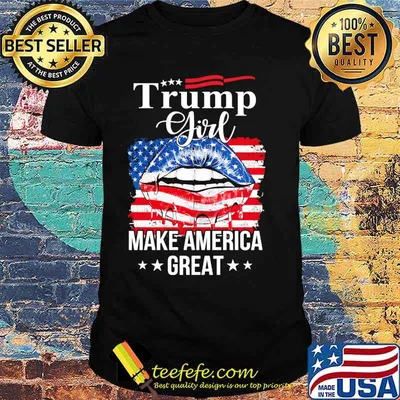 Trump girl make america great lip american flag shirt