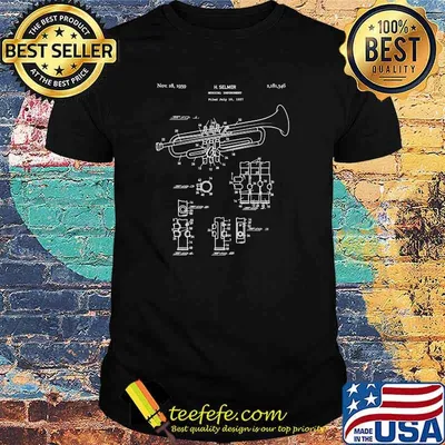 Trumpet Schematic Blueprint Jazz Trumpet Player School Band Premium T-Shirt