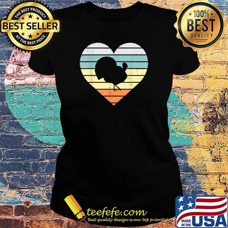 Turkey Day Heart Sunset Thanksgiving Retro T-Shirt Ladies tee Turkey Day Heart Sunset Thanksgiving Retro T-Shirt Ladies tee