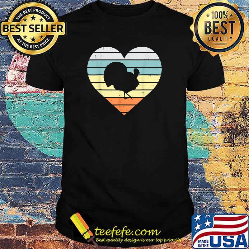 Turkey Day Heart Sunset Thanksgiving Retro T-Shirt