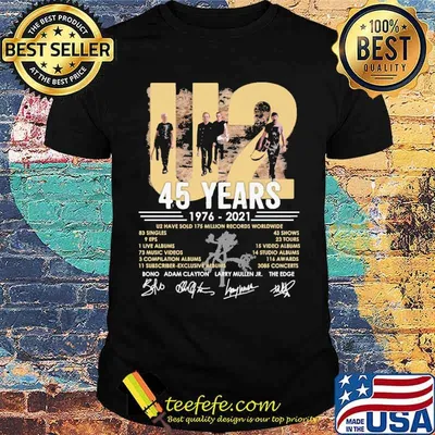 U2 45 years 1976 2021 have sold 175 million records worldwide signatures shirt