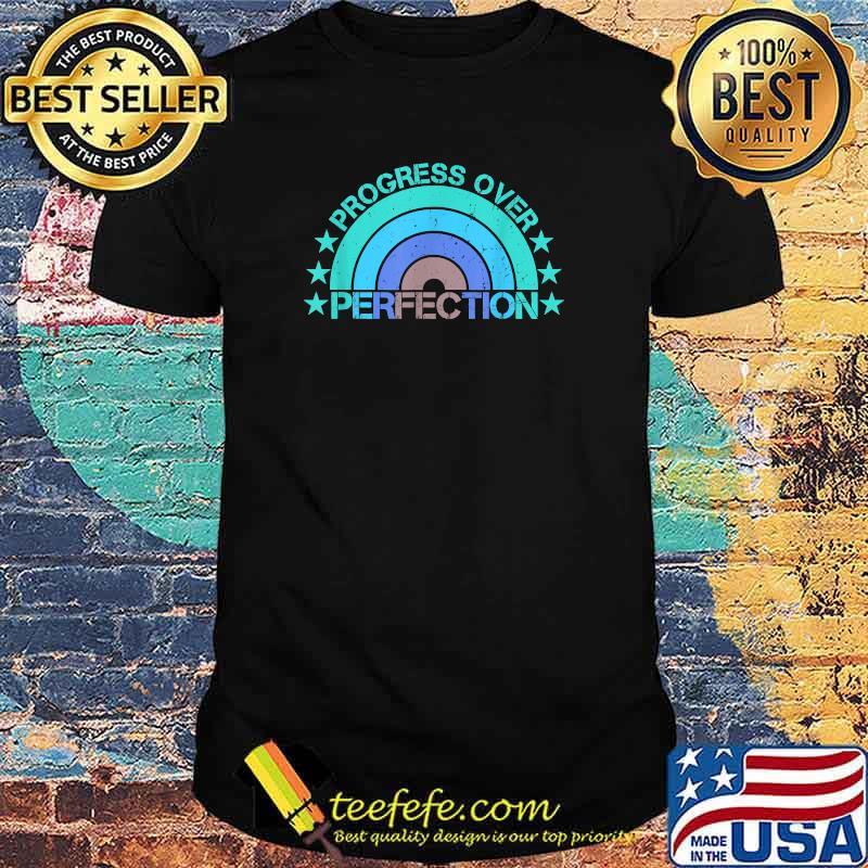 Vintage Progress Over Perfection Teacher Motivation T-Shirt